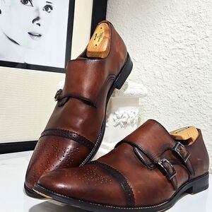 Asher Green genuine leather double monk shoes